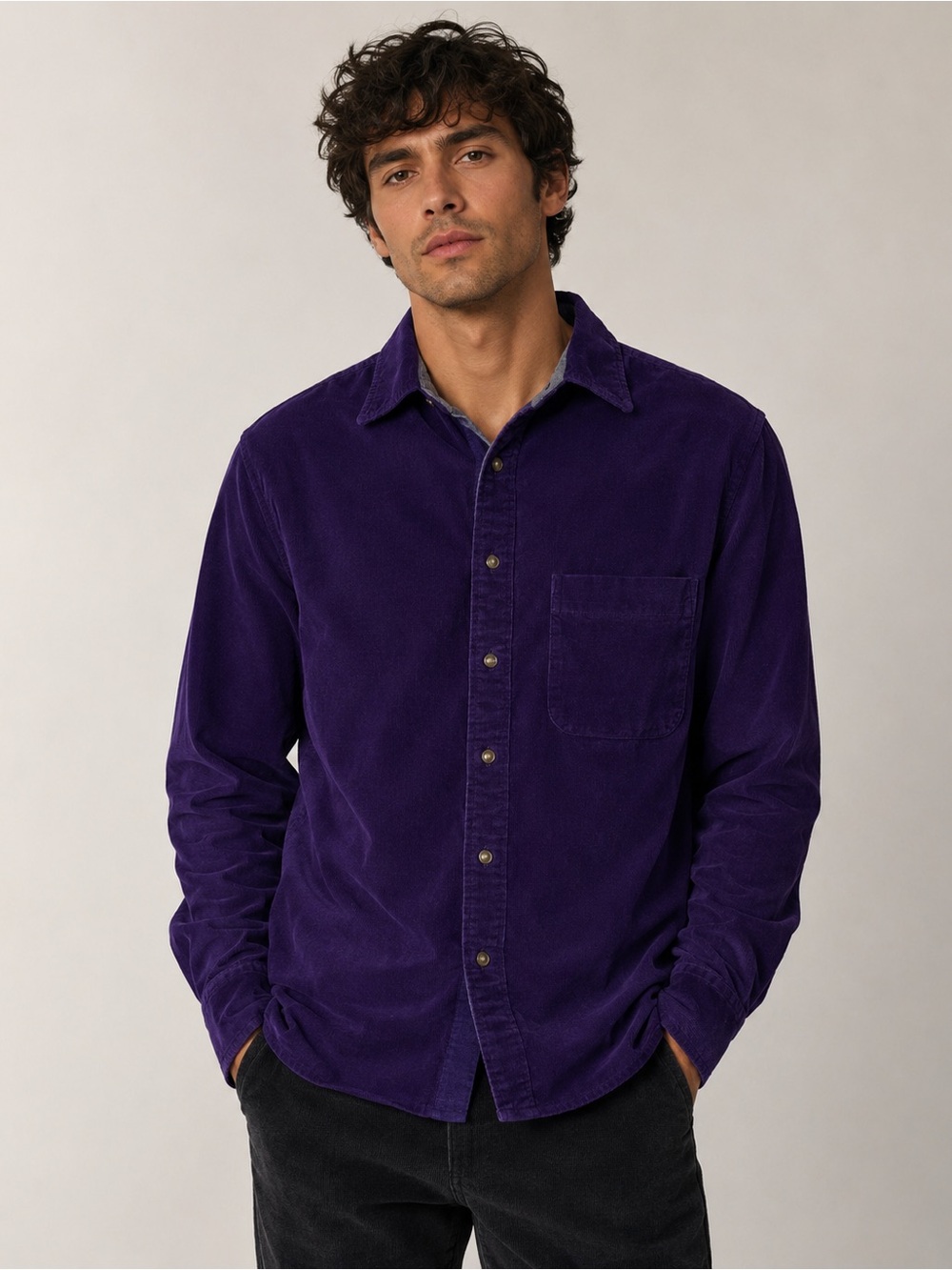 Paul Fredrick Purple Corduroy Shirt